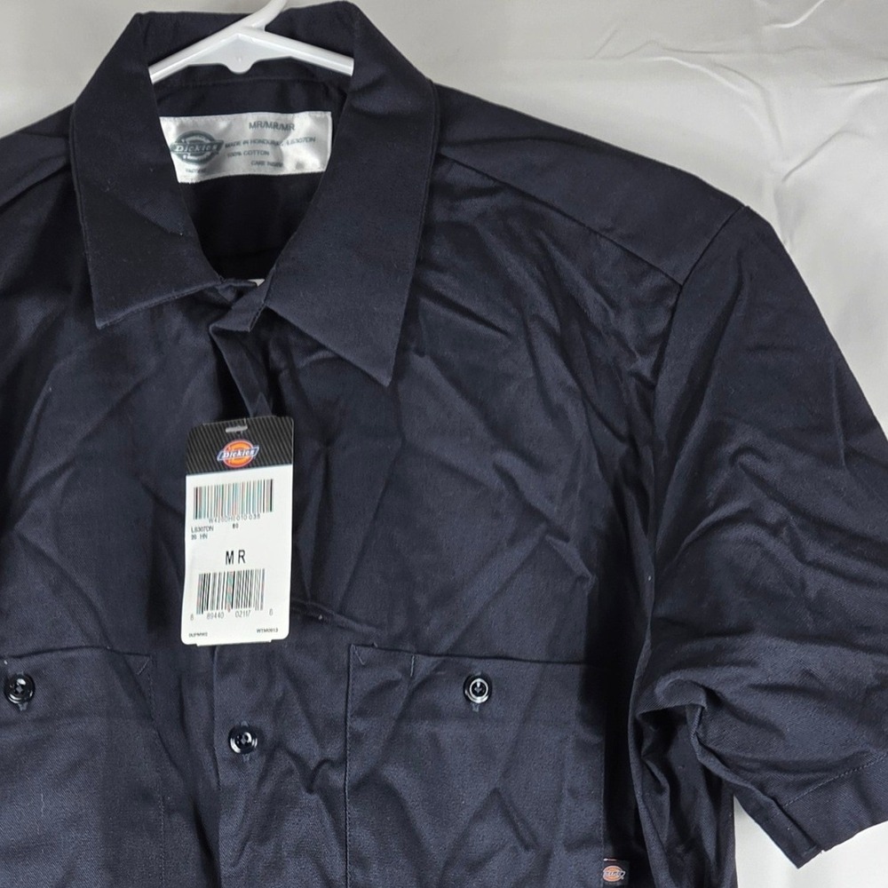 Dickies Mens Short Sleeve Cotton‎ Work Shirt Dark Navy Blue Medium Regular